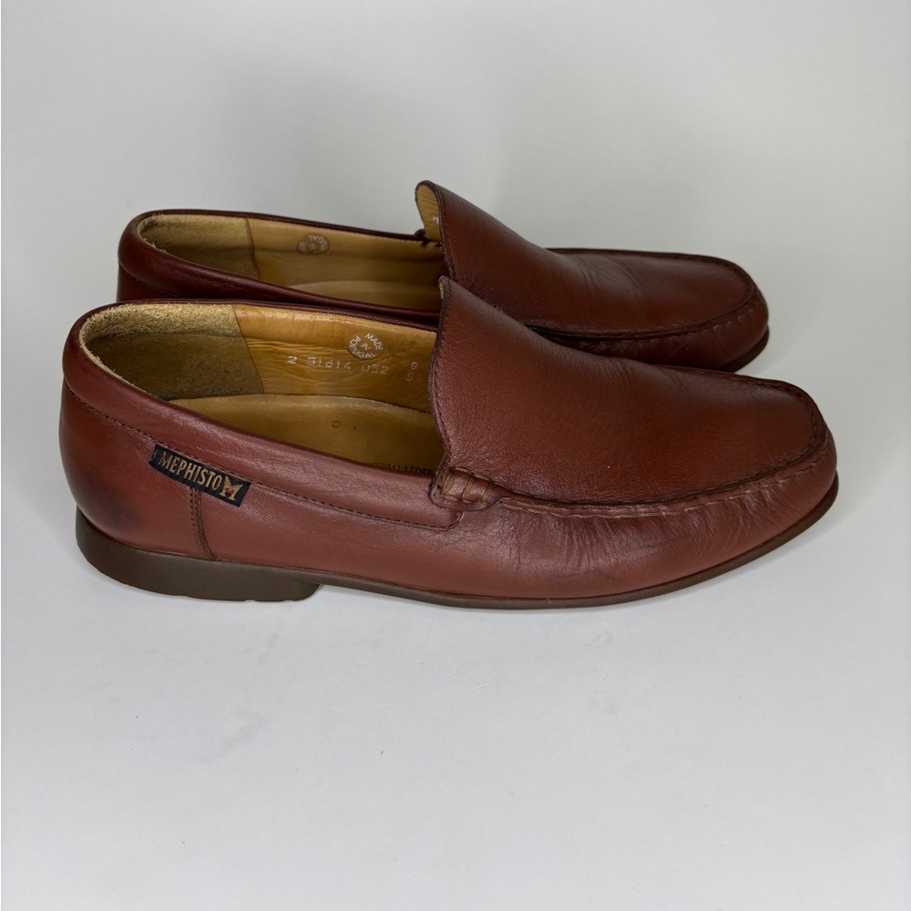 Mephisto Chestnut Brown Leather Slip-On Loafers